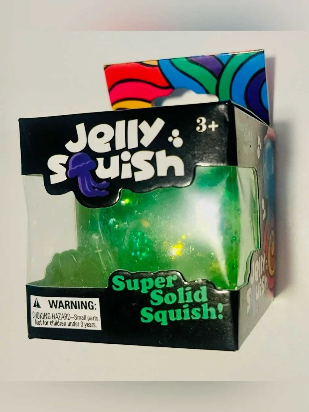 Jelly Squish Super Solid Squish! Green Glitter Stress Ball